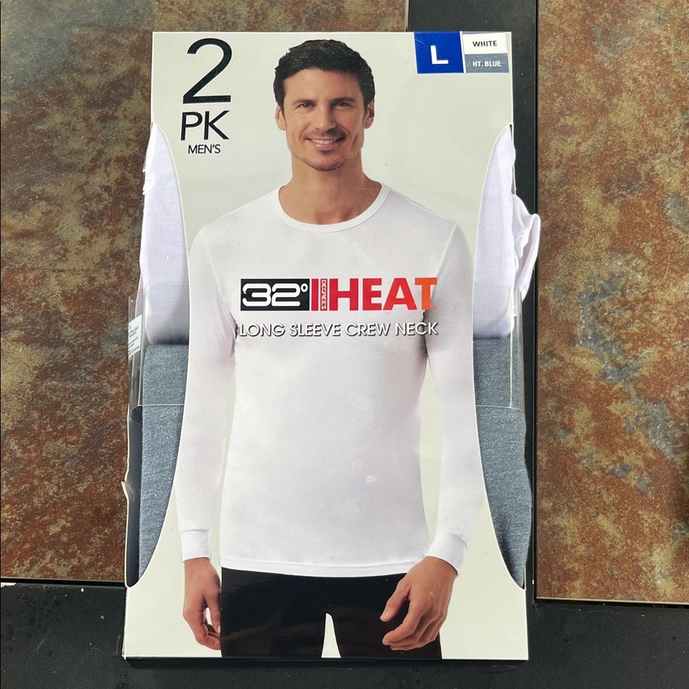 32 Degrees Men's White Long Sleeve Crew Neck Tee large NWT